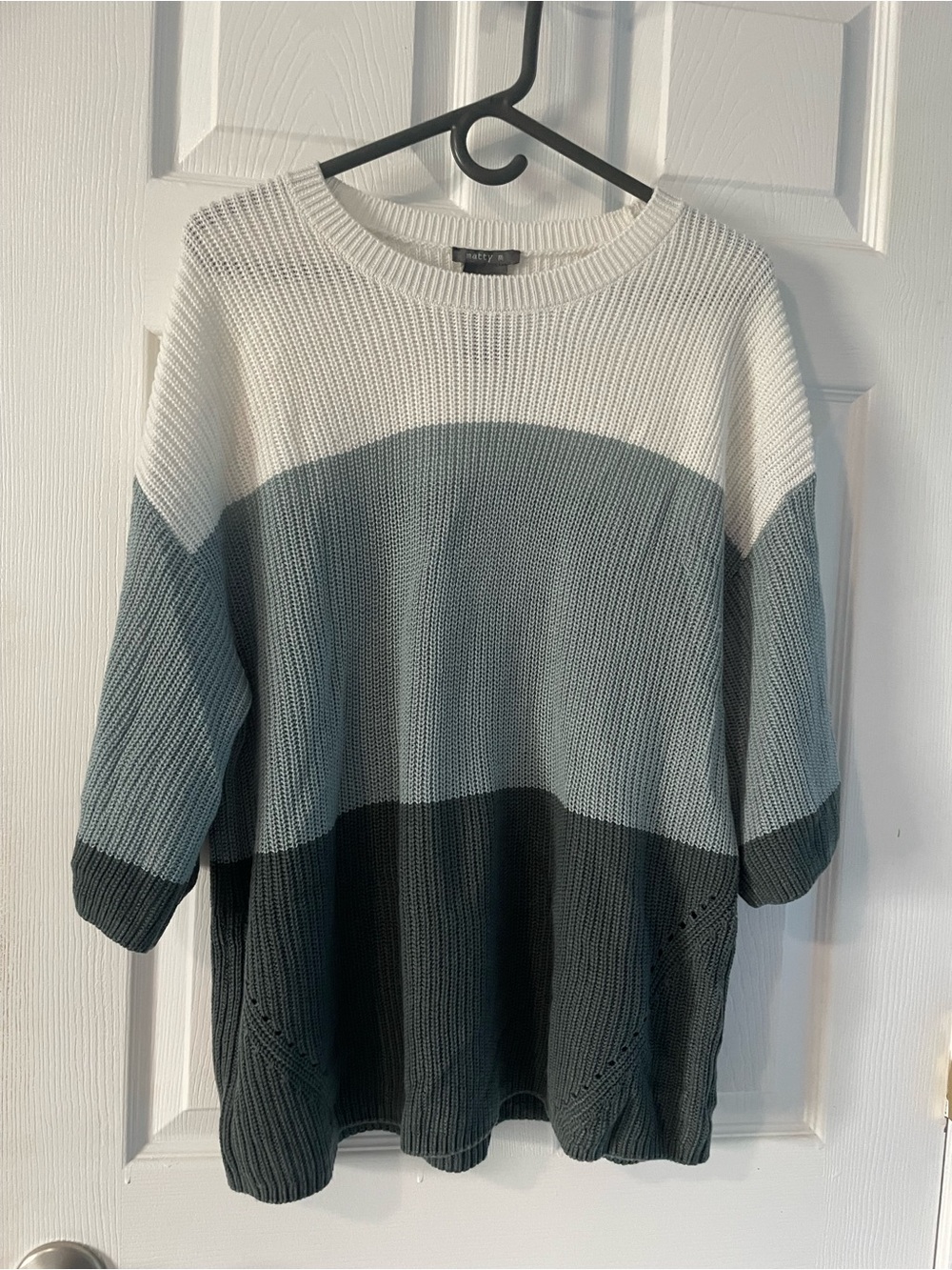 Matty M Colorblock Crewneck Sweater - White, Light Gray, Charcoal